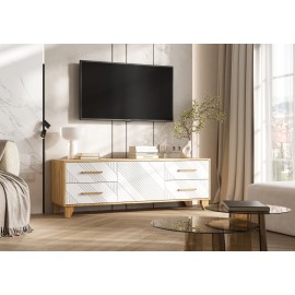 Тумба под ТВ арт.24.79.16 МДФ браш вайт/ЛДСП дуб крафт 1502х426хh511мм Ирис 