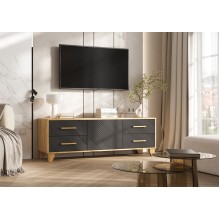 Тумба под ТВ арт.24.79.16 МДФ браш графит/ЛДСП дуб крафт 1502х426хh511мм Ирис 