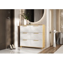 Тумба под обувь арт.24.79.2 МДФ браш вайт/ЛДСП дуб крафт 1000х300хh950мм  