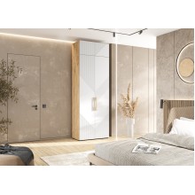 Шкаф 2-х. дв. арт.24.79.21 фасад МДФ браш вайт/каркас ЛДСП дуб крафт 900х506хh2600мм Ирис 