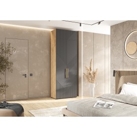 Шкаф 2-х. дв. арт.24.79.21 фасад МДФ браш графит/каркас ЛДСП дуб крафт 900х506хh2600мм Ирис 