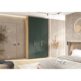 Шкаф 3-х. дв. арт.24.79.22 фасад МДФ браш мени грин/каркас ЛДСП дуб крафт 1350х506хh2600мм Ирис 