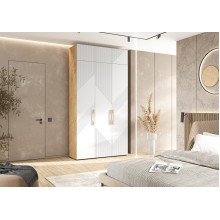 Шкаф 3-х. дв. арт.24.79.22 фасад МДФ браш вайт/каркас ЛДСП дуб крафт 1350х506хh2600мм Ирис 