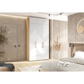 Шкаф 3-х. дв. арт.24.79.22 фасад МДФ браш вайт/каркас ЛДСП дуб крафт 1350х506хh2600мм Ирис 