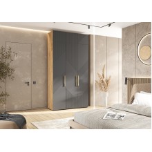 Шкаф 3-х. дв. арт.24.79.22 фасад МДФ браш графит/каркас ЛДСП дуб крафт 1350х506хh2600мм Ирис 