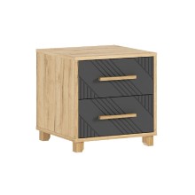 Тумба прикроватная арт.24.79.3 МДФ браш графит/ЛДСП дуб крафт 435х426хh443мм Ирис 