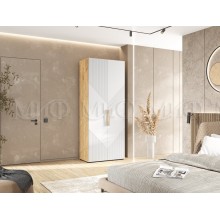 Шкаф 2-х. дв. арт.24.79.4 МДФ браш вайт/ЛДСП дуб крафт 900х506хh2236мм Ирис  