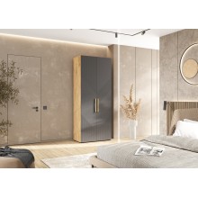 Шкаф 2-х. дв. арт.24.79.4 МДФ браш графит/ЛДСП дуб крафт 900х506хh2236мм Ирис 