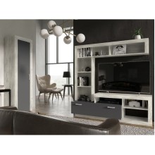 Тумба под ТВ арт.24.78.2 фасад ЛДСП дуб крафт белый /каркас ЛДСП графит 1705х416хh1705мм Ангара 