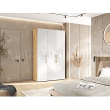 Шкаф 3-х. дв. арт.24.79.5 МДФ браш вайт/ЛДСП дуб крафт 1350х506хh2236мм Ирис 