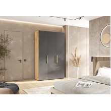 Шкаф 3-х. дв. арт.24.79.5 МДФ браш графит/ЛДСП дуб крафт 1350х506хh2236мм Ирис  