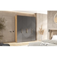 Шкаф 4-х. дв. арт.24.79.6 фасад МДФ браш графит/каркас ЛДСП дуб крафт 1800х506хh2236мм Ирис  