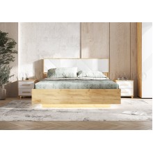 Кровать 2-сп. арт.24.79.7 (1600х2000) МДФ браш вайт/ЛДСП дуб крафт 1708х2101хh1000мм ортопедическое основание деревянное Ирис