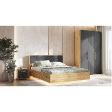 Спальный гарнитур арт.24.79 МДФ браш графит/ЛДСП дуб крафт Ирис