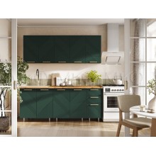 Кух.гарнитур 2.0м. арт.24.79.8.2 фасад МДФ браш мени грин/каркас ЛДСП дуб крафт (800м+800+400 3ящ.) столешница 2.0хh28мм  дуб вотан Ирис