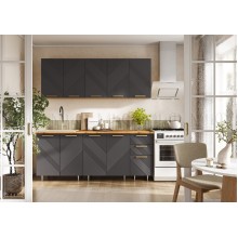 Кух.гарнитур 2.0м. арт.24.79.8.1 фасад МДФ браш графит/каркас ЛДСП дуб крафт (800м+800+400 3ящ.) столешница 2.0хh28мм  дуб вотан Ирис