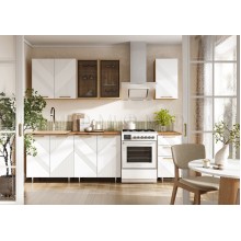 Кух.гарнитур 2.0м. арт.24.79.9 фасад МДФ браш вайт/каркас ЛДСП дуб крафт (800м+800+400 3ящ.) столешница 2.0хh28мм  дуб вотан Ирис комплектация №2