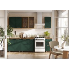 Кух.гарнитур 2.0м. арт.24.79.9.2 фасад МДФ браш мени грин/каркас ЛДСП дуб крафт (800м+800+400 3ящ.) столешница 2.0хh28мм  дуб вотан Ирис комплектация №2