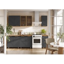 Кух.гарнитур 2.0м. арт.24.79.9.1 фасад МДФ браш графит/каркас ЛДСП дуб крафт (800м+800+400 3ящ.) столешница 2.0хh28мм  дуб вотан Ирис комплектация №2