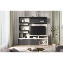 Тумба под ТВ арт.24.8 ЛДСП графит/дуб крафт белый 1600х400хh1570мм ниша под ТВ 1050х700мм