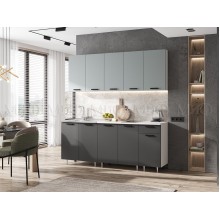 Кух.гарнитур 2.0м. арт.24.81 фасад ЛДСП  сумеречный голубой/графит,каркас ЛДСП белый (800 мойка+800+400 1 ящик)