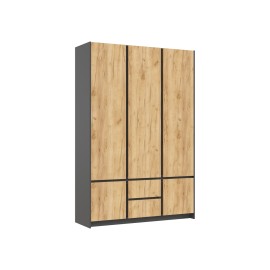 Шкаф 3-х. дв. арт.24.82.3 фасад ЛДСП дуб крафт/каркас ЛДСП венге 1500х490хh2236мм Остин