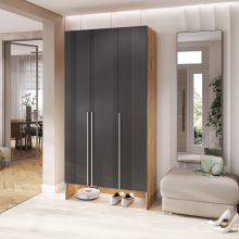 Прихожая арт.24.83.1 фасад МДФ графит/каркас дуб крафт 1200х520хh2400мм