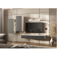 Гостиная арт.24.84.8.1 фасад МДФ графит софт/каркас ЛДСП дуб крафт белый Оскар 