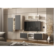 Гостиная арт.24.84.9.1 фасад МДФ графит софт/каркас ЛДСП дуб крафт белый Оскар 