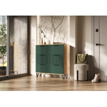 Тумба под обувь арт.24.86.1 фасад МДФ браш мени грин/каркас ЛДСП крафт 1000х300хh1030мм  