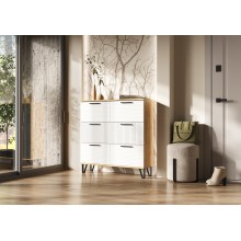 Тумба под обувь арт.24.86.1 фасад МДФ браш вайт/каркас ЛДСП крафт 1000х300хh1030мм  