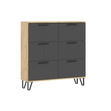 Тумба под обувь арт.24.86.1 фасад МДФ графит/каркас ЛДСП крафт 1000х300хh1030мм  