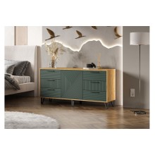 Тумба под ТВ (комод) арт.24.86.2 фасад МДФ браш мени грин/каркас ЛДСП крафт 1502х426хh730мм  