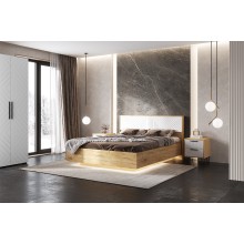 Кровать 2-сп. арт.24.86.3 (1600х2000) фасад МДФ браш вайт/каркас ЛДСП крафт 1708х2101хh1000мм с деревянным ортопедическим основанием