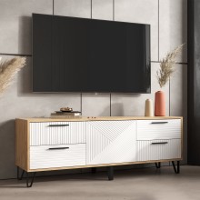 Тумба под ТВ арт.24.86 фасад МДФ браш вайт/каркас ЛДСП крафт 1502х426хh542мм  