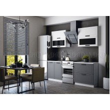 Кух.гарнитур 1.6м. арт.24.87.7 фасад МДФ белый софт/белый софт/каркас ЛДСП белый (стол под мойку 800,стол 800 2 ящ., шкаф 800 со стеклом 2шт, столешница 800 компановка №2