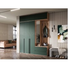 Прихожая арт.24.9.15 фасад ЛДСП изумрудный/каркас ЛДСП дуб крафт 2000х510хh2654мм Норд