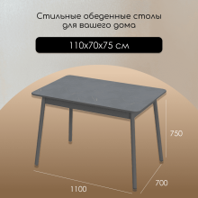 Стол обеденный арт.29.2 пластик будда/ножки графит 1100х700хh750мм 