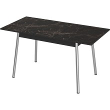 Стол обеденный арт.29.6.7 пласитк мрамор марквина черный/ножки хром 1100/1400х700хh750мм раздвижной