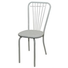 Стул арт.8.18 каркас белый/кожзам бело-серый 410х390 высота спинки 450 мм.