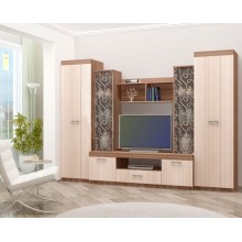 Гостиная арт.24.23 ЛДСП ясень шимо темный/светлый 3000х530хh2200мм (ниша под ТВ 1100хh850мм)