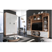 Гостиная арт.24.60 ЛДСП белый глянец холодный/дуб крафт (ниша под ТВ 1098х904мм)