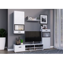 Гостиная арт.24.62 МДФ белый глянец/ЛДСП белый 2170х520мм (ниша под ТВ 1620хh520мм)