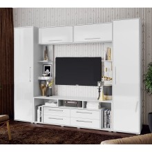 Гостиная арт.24.68.1 фасад МДФ белый глянец/каркас ЛДСП белый 2700х440хh2100мм (ниша под ТВ 1700х1168мм)